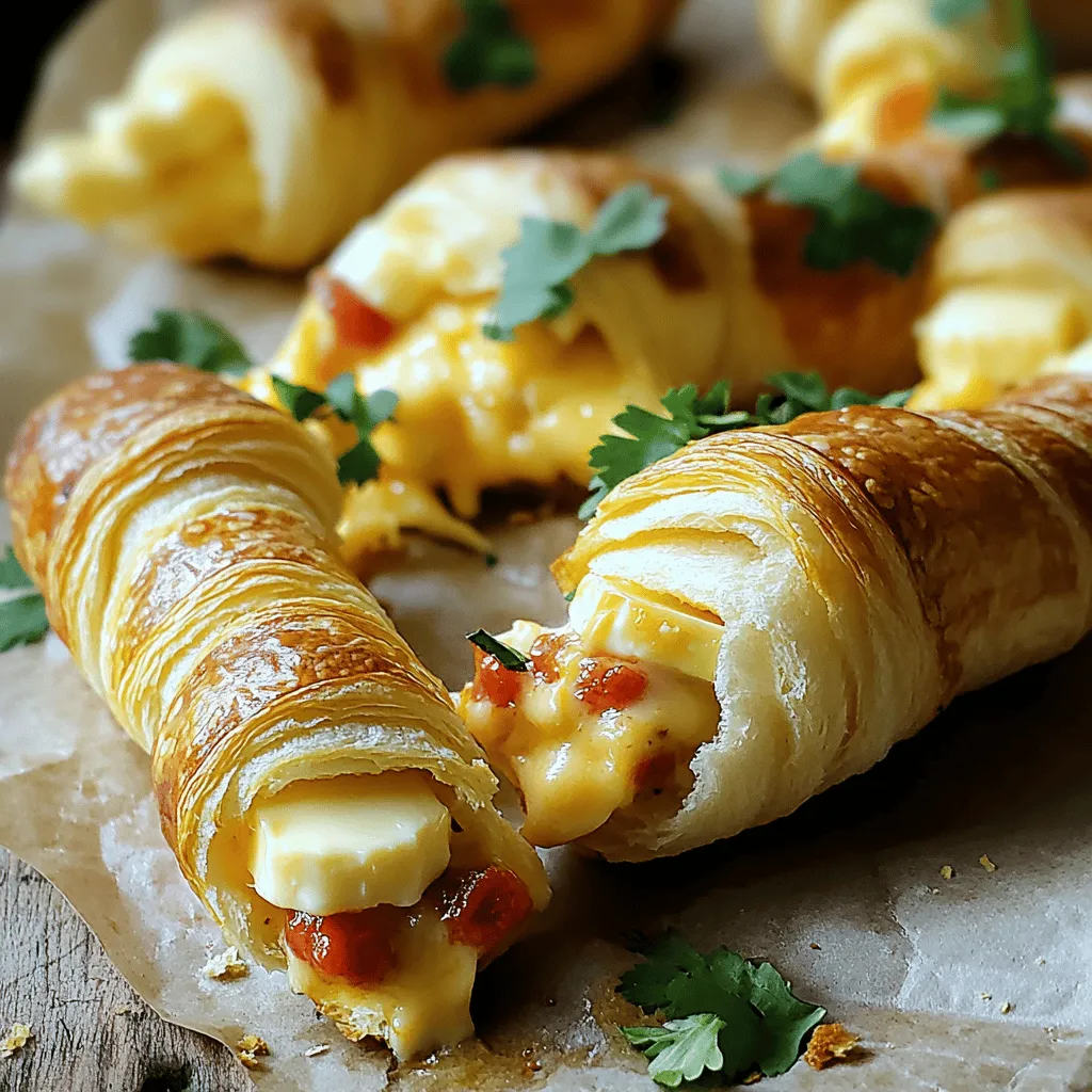Für Rotel Würstchen & Frischkäse-Crescents benötigst du einige einfache Zutaten. Du brauchst eine Rolle Kühl-Croissant-Teig, 200 g weichen Frischkäse und eine Dose Rotel-Dosen-Tomaten. Diese Tomaten enthalten grüne Chilis, die den Snack würzig machen. Außerdem benötigst du 250 g gebratene und zerbröselte Frühstückswürstchen. 1 Tasse geriebener Cheddar-Käse gibt den Crescents einen tollen Geschmack. Füge 1/2 Teelöffel Knoblauchpulver und 1 Teelöffel Zwiebelpulver hinzu, um mehr Würze zu bekommen. Vergiss nicht, Pfeffer und Salz nach deinem Geschmack zu verwenden. Frischer Koriander oder Schnittlauch ist optional für die Garnitur.