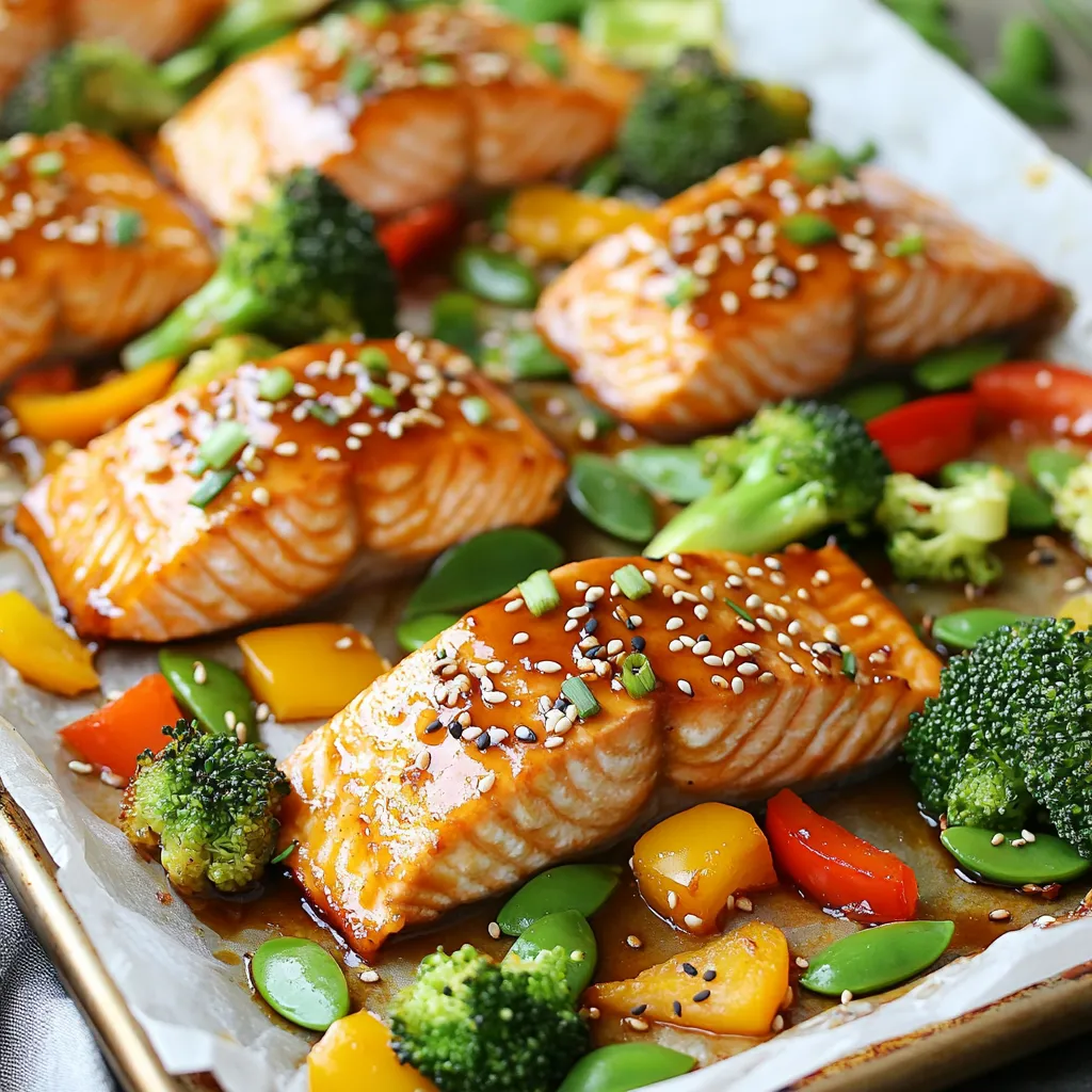 Blechpfannen-Teriyaki-Lachs und Gemüse Einfaches Rezept
