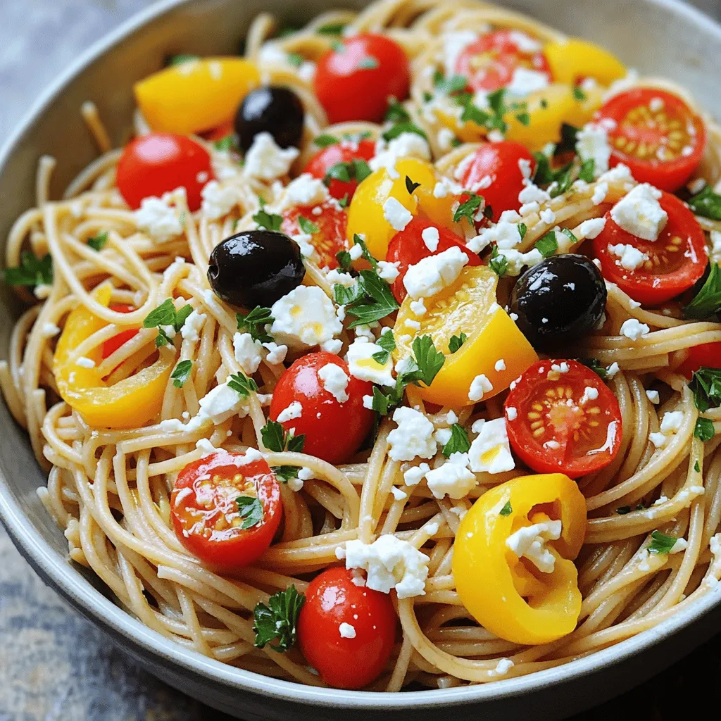 Gesunde griechische Spaghetti Einfaches und nahrhaftes Rezept