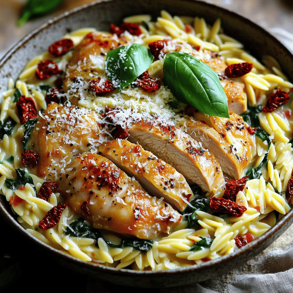 Cremiges Toskanisches Hühnchen Orzo Einfache Anleitung