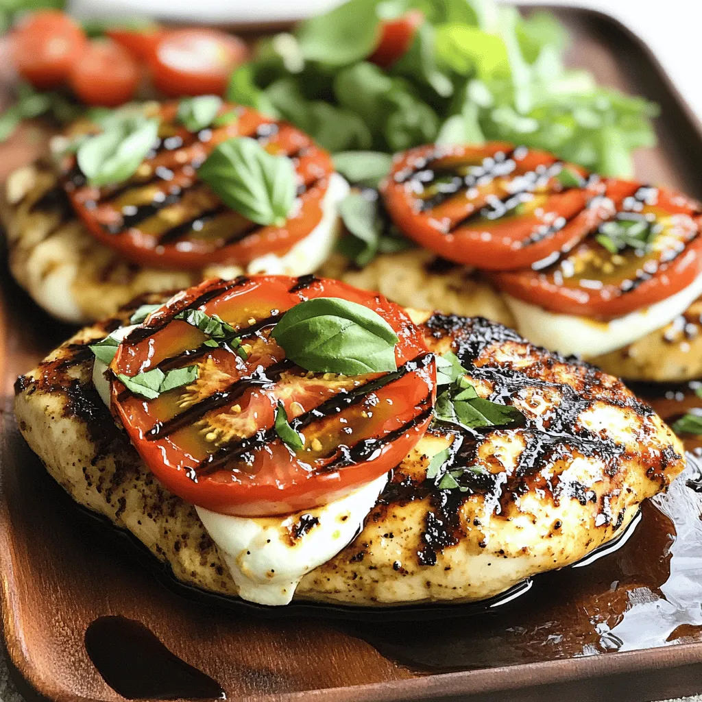 - 4 Hähnchenbrustfilets - 2 große Tomaten, in Scheiben geschnitten - 200 g frischer Mozzarella, in Scheiben geschnitten - 1 Bund frischer Basilikum