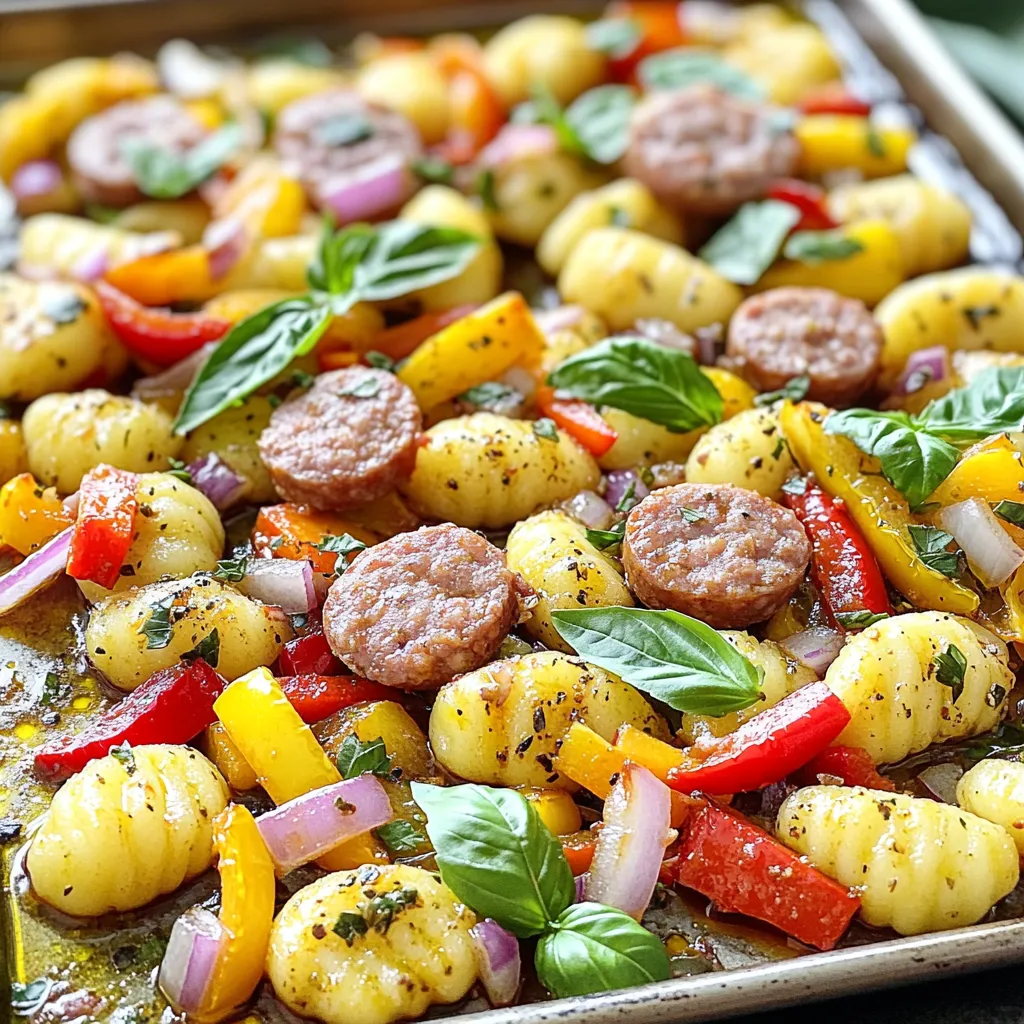 Sheet Pan Sausage Pepper Gnocchi Einfach und Lecker