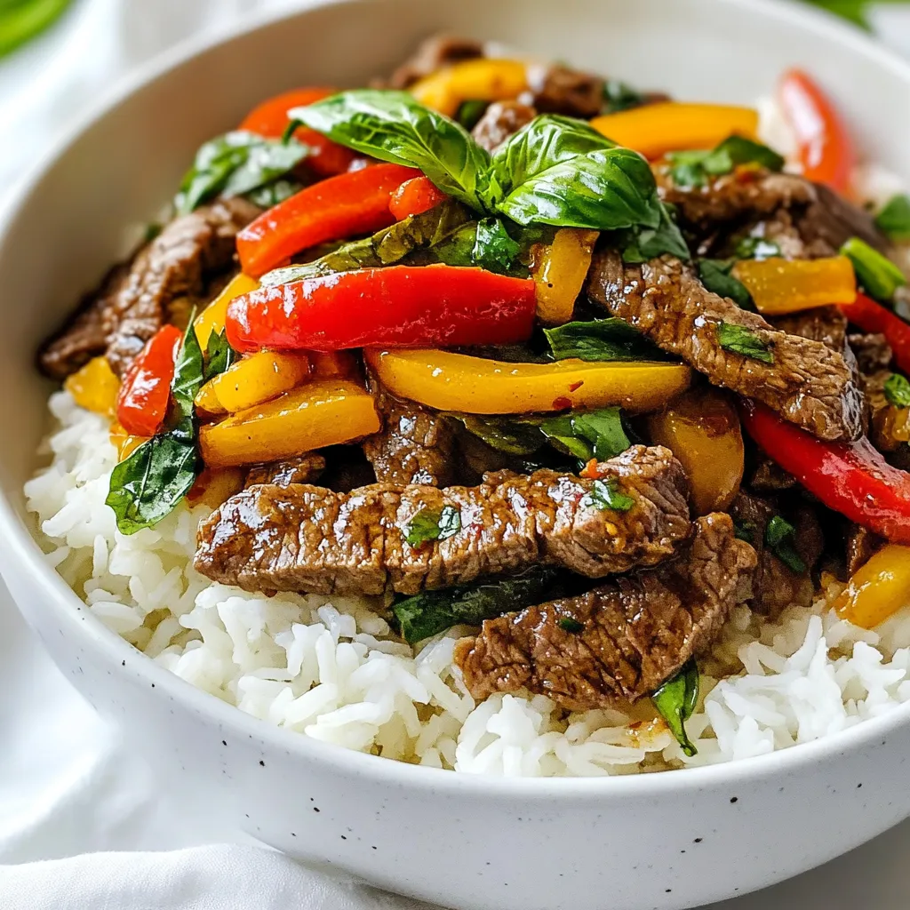 Würziges Thai-Basilikum-Rindfleisch Schnelle Anleitung