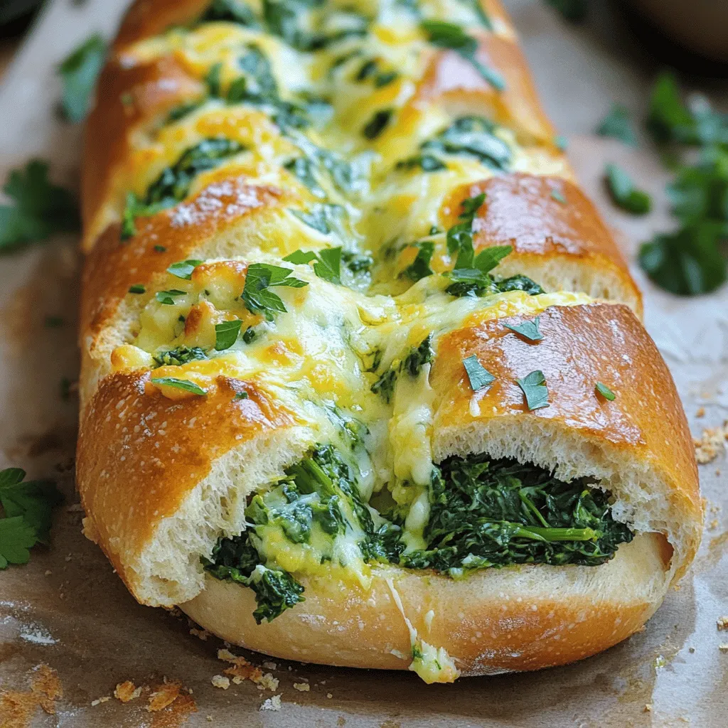 Spinach Parmesan Garlic Bread Einfaches Rezept