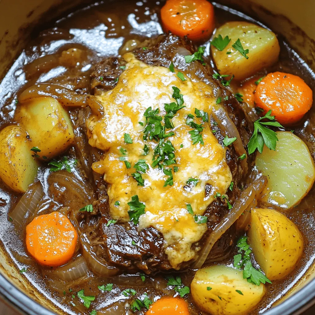 Herzhafter Französischer Zwiebel-Pot Roast Rezept