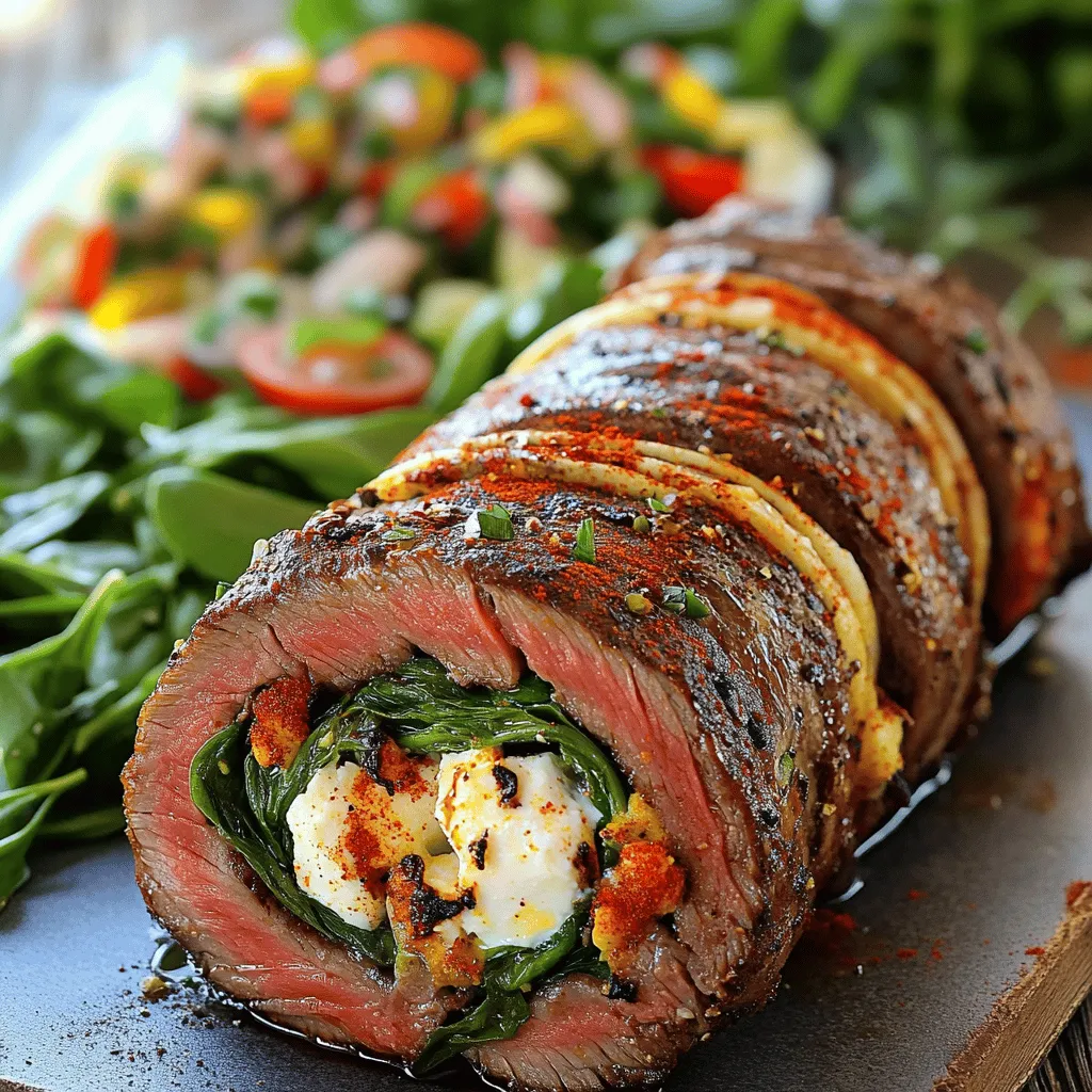 Die Flank Steak Roulade ist ein gefülltes Steak, das viele begeistert. Sie ist lecker und sieht toll aus. Das Flanksteak ist zart und hat viel Geschmack. Diese Roulade ist eine tolle Idee für Feste oder ein einfaches Abendessen.
