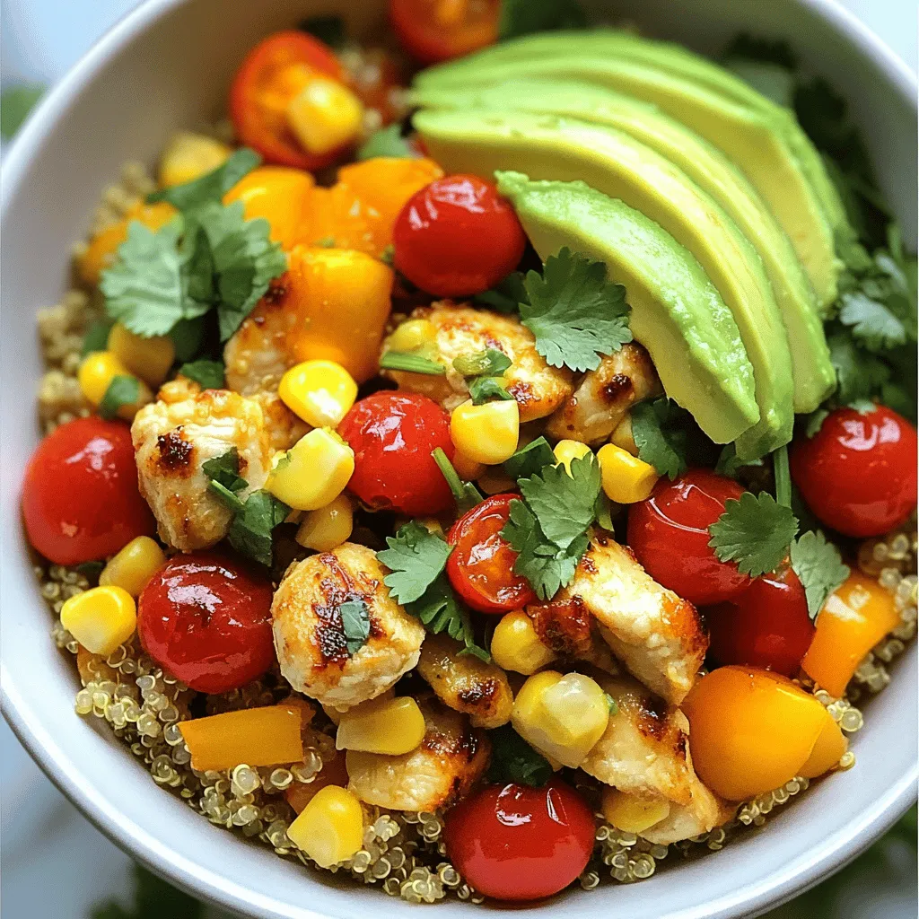 Für meine Protein-Packed Quinoa Chicken Bowls brauche ich die folgenden Hauptzutaten: