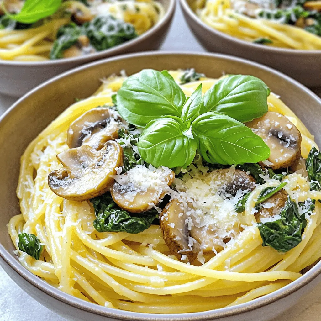 Mushroom Spinach Pasta Einfaches und schnelles Gericht