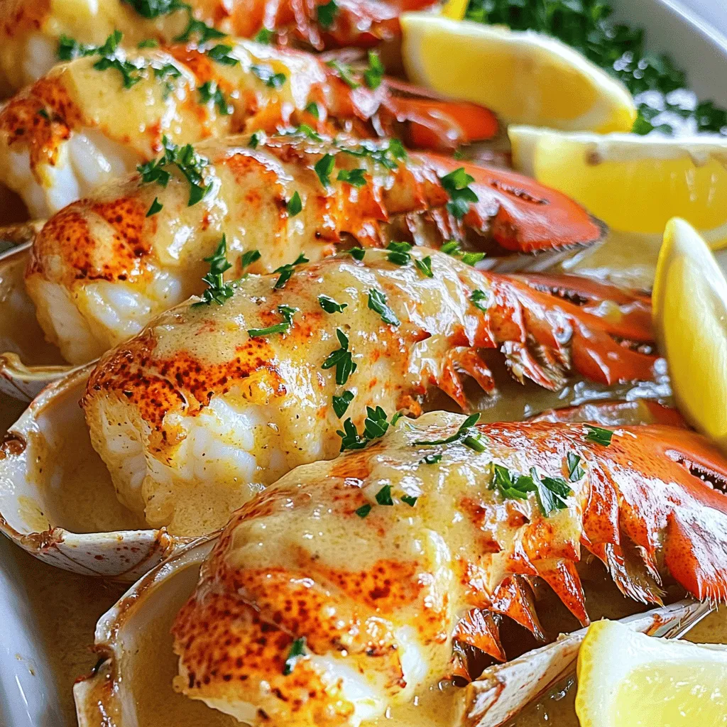 - 4 Hummerschwänze - 100 g ungesalzene Butter - 4 Knoblauchzehen, gehackt