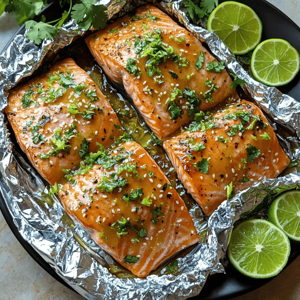 Honig-Limetten-Lachs mit Koriander in Folie Gegrillt
