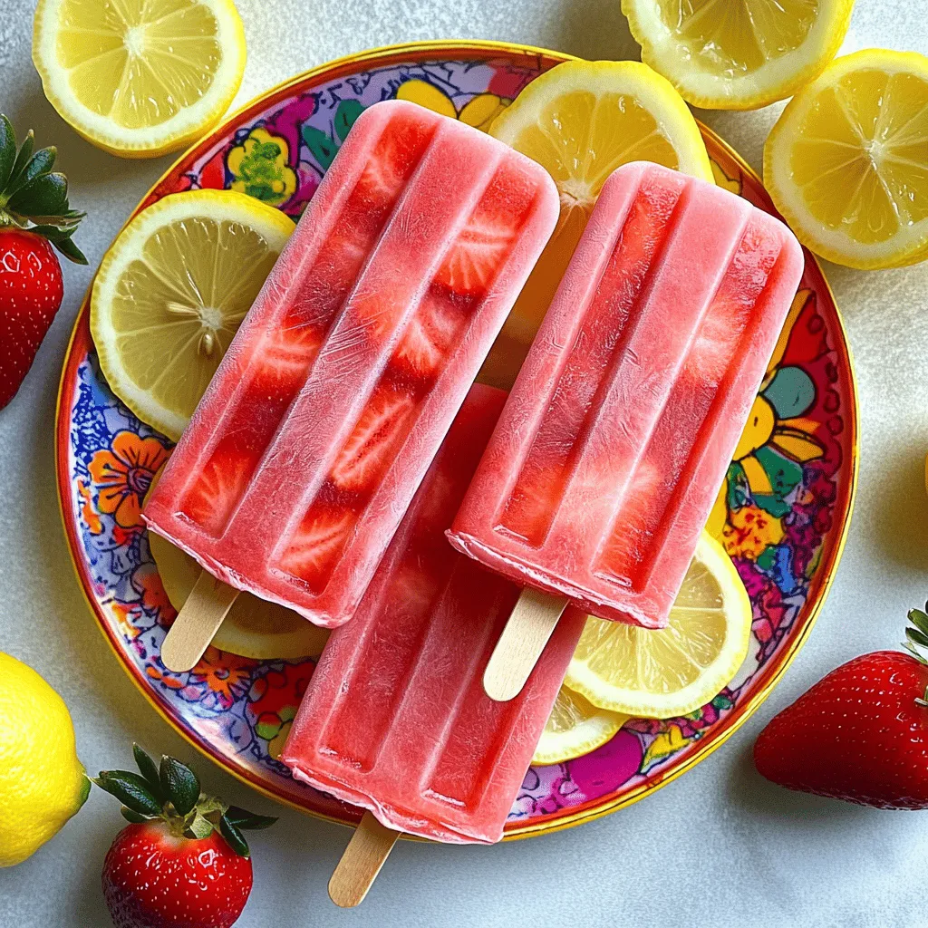Erdbeer Zitronen Popsicles Erfrischender Sommergenuss