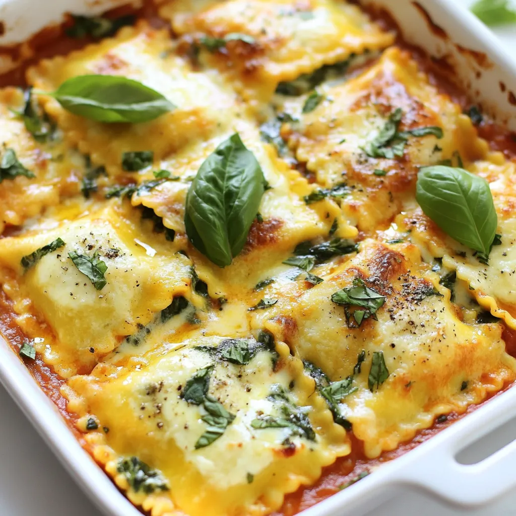 Creamy Spinach Ricotta Ravioli Bake Einfaches Gericht