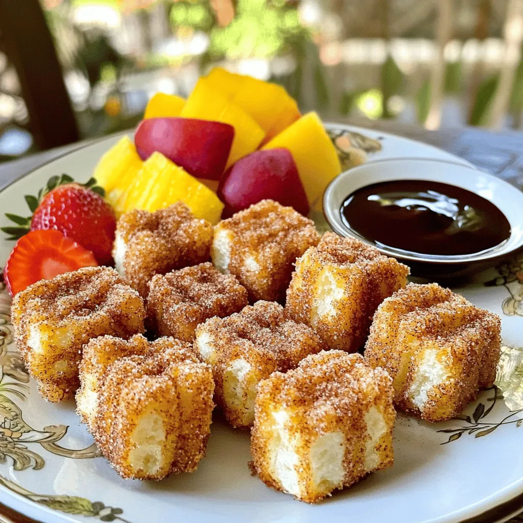 Um Angel Food Cake Churro Bites zuzubereiten, benötigst du einige einfache Zutaten. Du brauchst 1 Tasse Eiweiße, 1 Tasse Zucker und 1 Tasse Kuchenmehl. Dazu kommen 1 Teelöffel Vanilleextrakt und 1/4 Teelöffel Salz. Zum Frittieren brauchst du 1 Tasse Pflanzenöl und für die Zuckermischung 1/2 Tasse Zucker und 1 Esslöffel Zimt.
