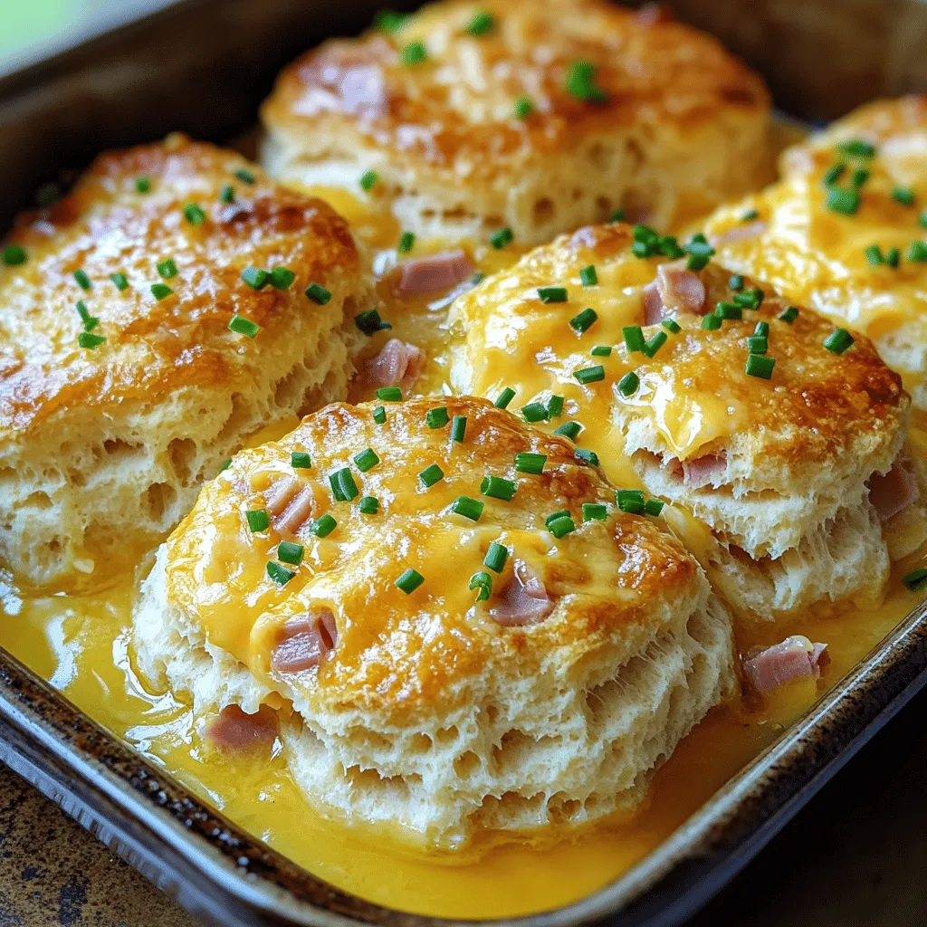 - 2 Tassen Allzweckmehl - 1 Esslöffel Backpulver - 1 Teelöffel Salz - 1/2 Teelöffel schwarzer Pfeffer - 1 Tasse geriebener Cheddar-Käse - 1 Tasse gewürfelter Schinken - 3/4 Tasse Milch - 1/2 Tasse ungesalzene Butter, geschmolzen