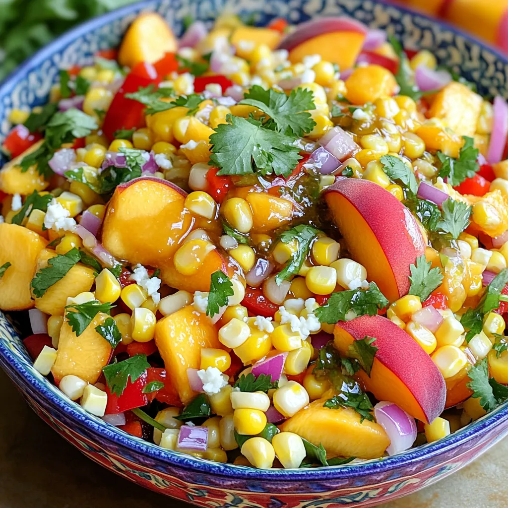 Süßmaiskorn-Pfirsichsalat Frisch und Einfache Mischung