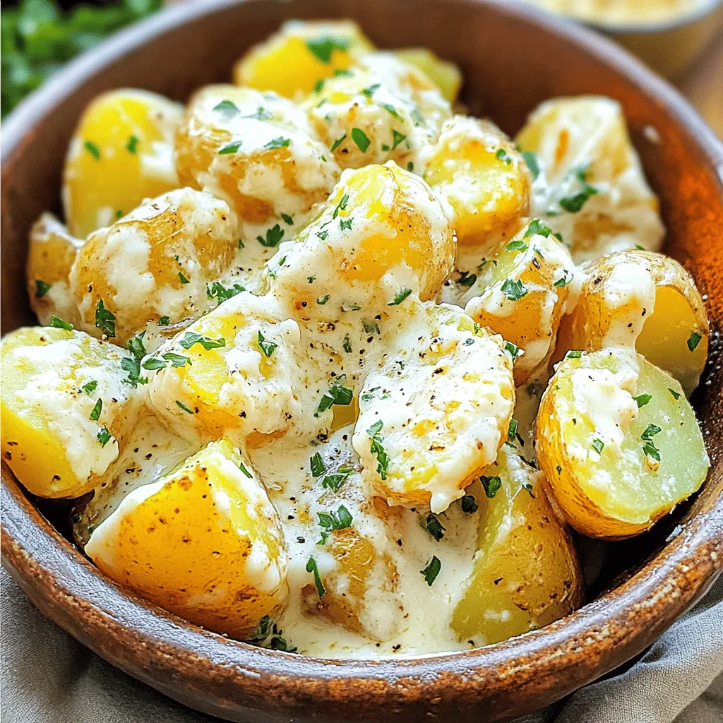 Einfach Cremige Knoblauchsoße Baby-Kartoffeln Lecker