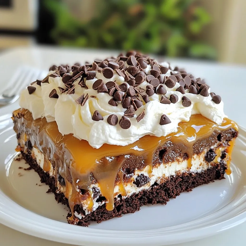 Schokoladen-Karamell-Poke-Kuchen Einfach und Lecker