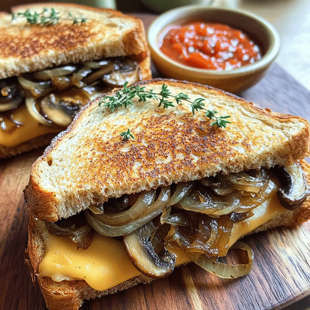 Grilled Cheese mit Gouda, Pilzen und Zwiebeln lecker