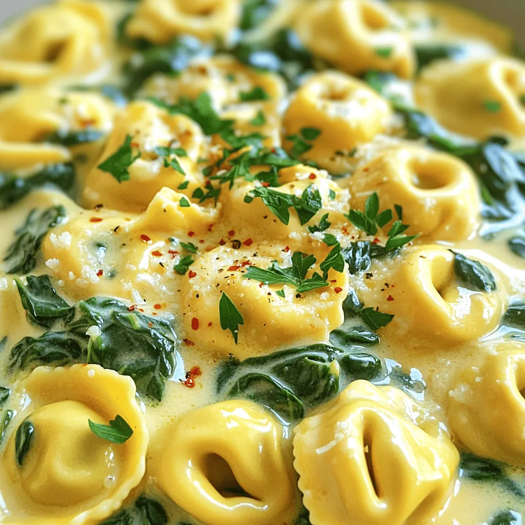 Cremige Knoblauch-Spinat Tortellini Schnelles Rezept