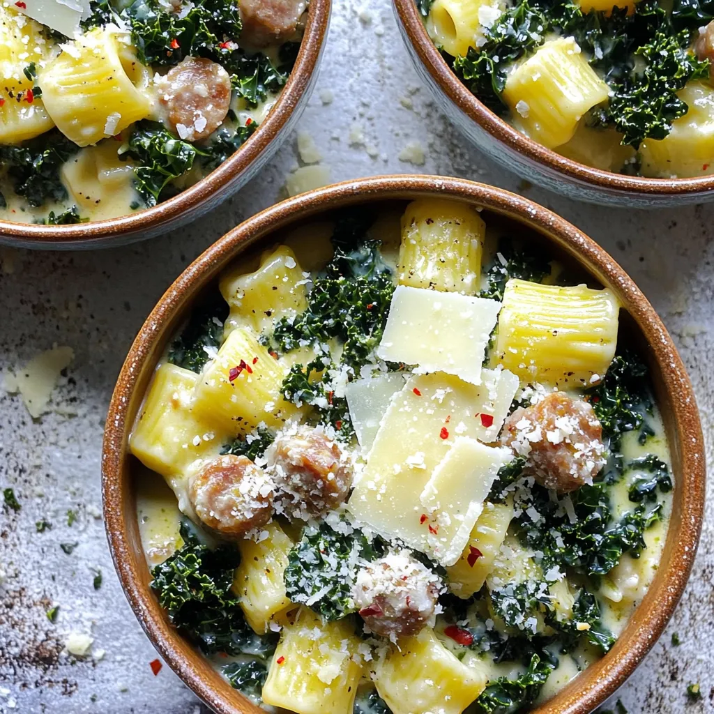 Cremige Wurst und Grünkohl Pasta One Pot Rezept