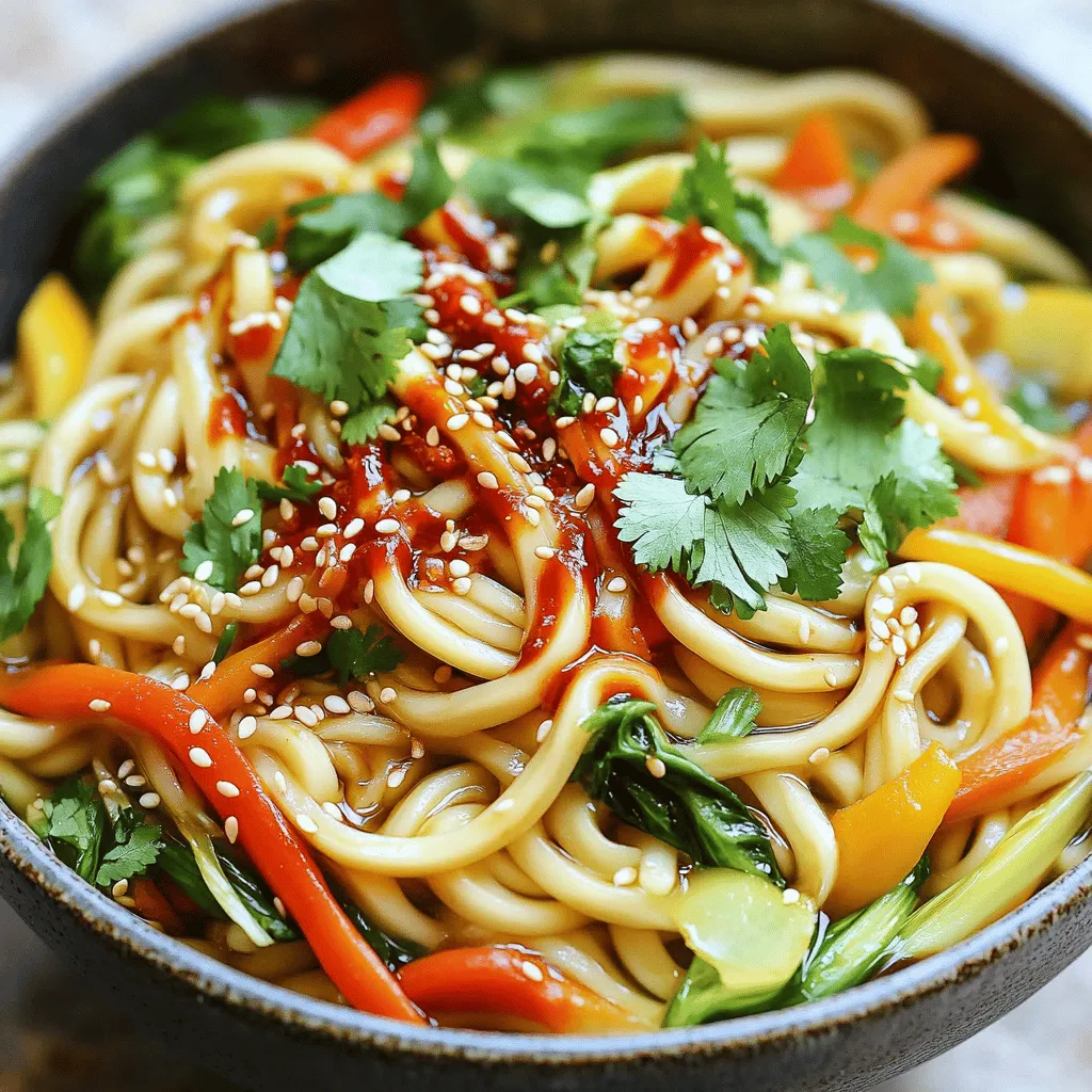 - 400 g Udon-Nudeln - 3 Esslöffel Chiliöl - 2 Esslöffel Sojasauce