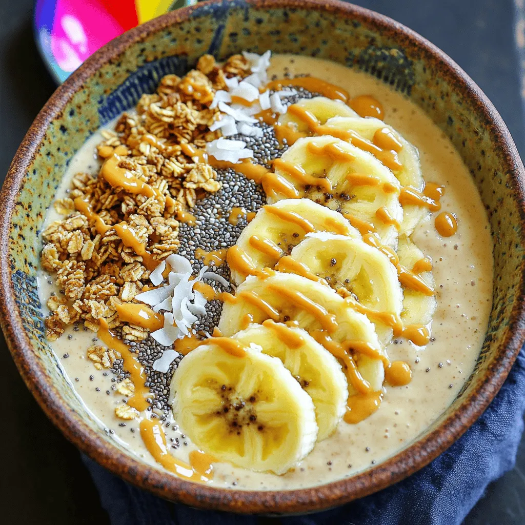 Erdnussbutter-Bananen-Smoothie-Schüssel lecker genießen