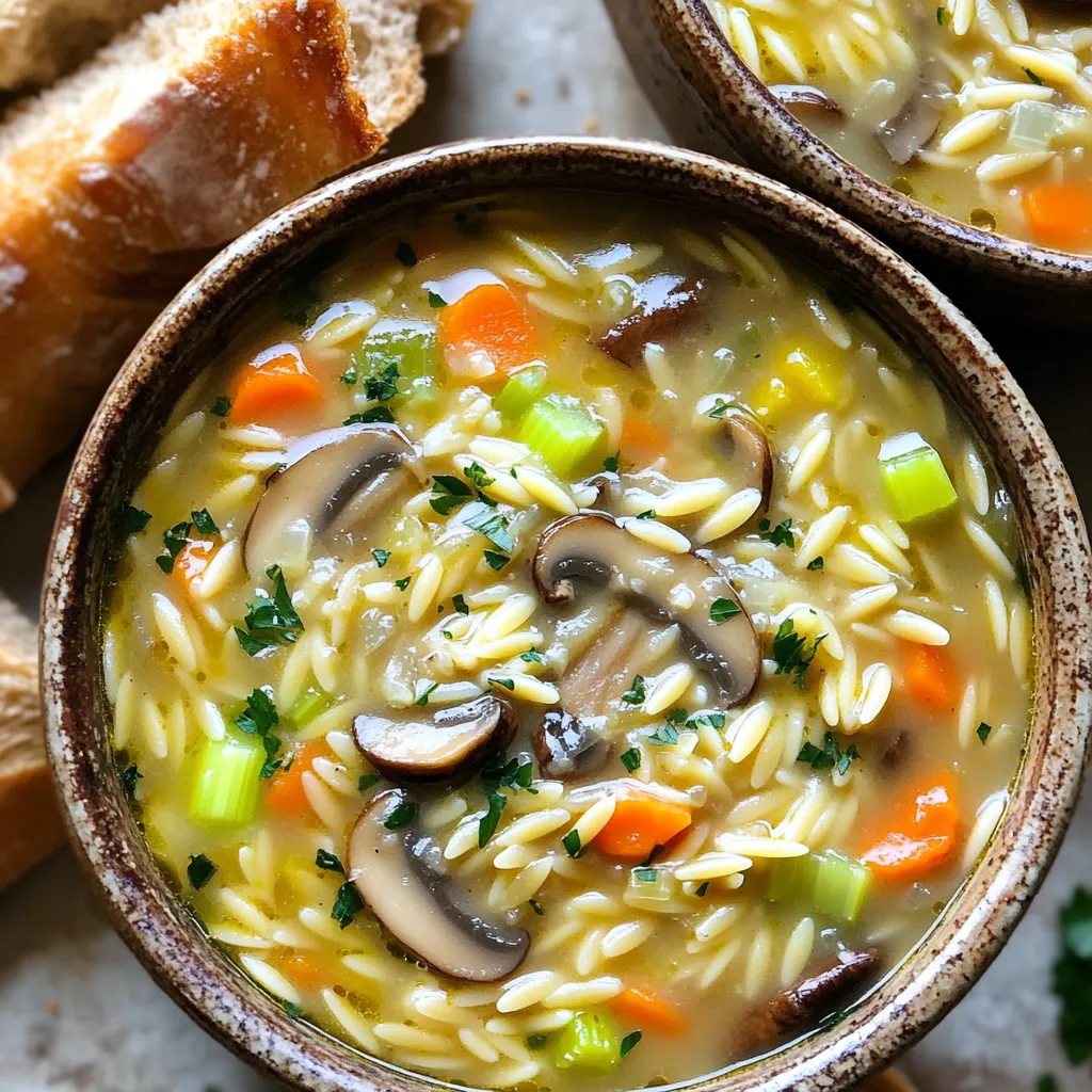 One-Pot Creamy Mushroom Orzo Soup Einfache Genüsse