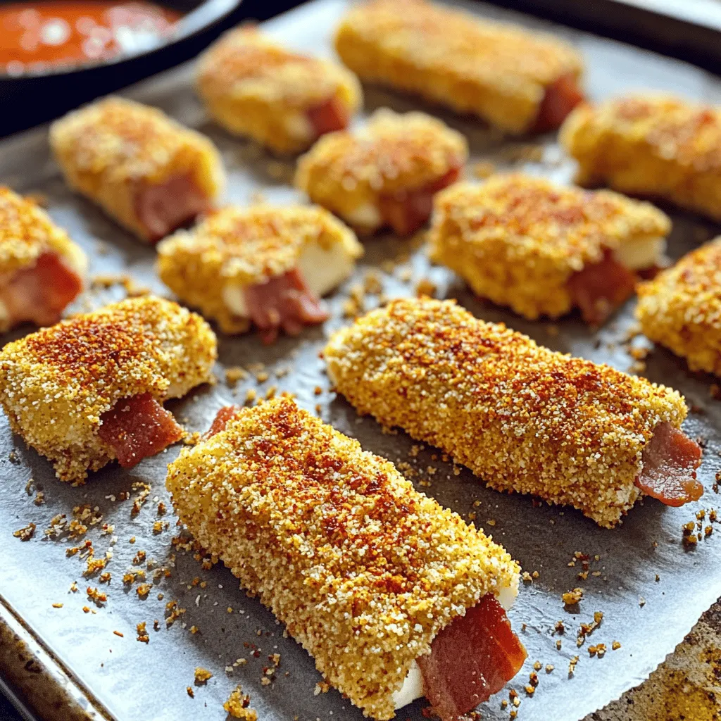 Für die perfekten Nashville Hot Bacon-Wrapped Mozzarella Sticks brauchst du einige wichtige Zutaten. Du benötigst 12 Mozzarella-Sticks und 6 Scheiben dicken Bacon. Diese Zutaten geben den Snacks ihren tollen Geschmack.