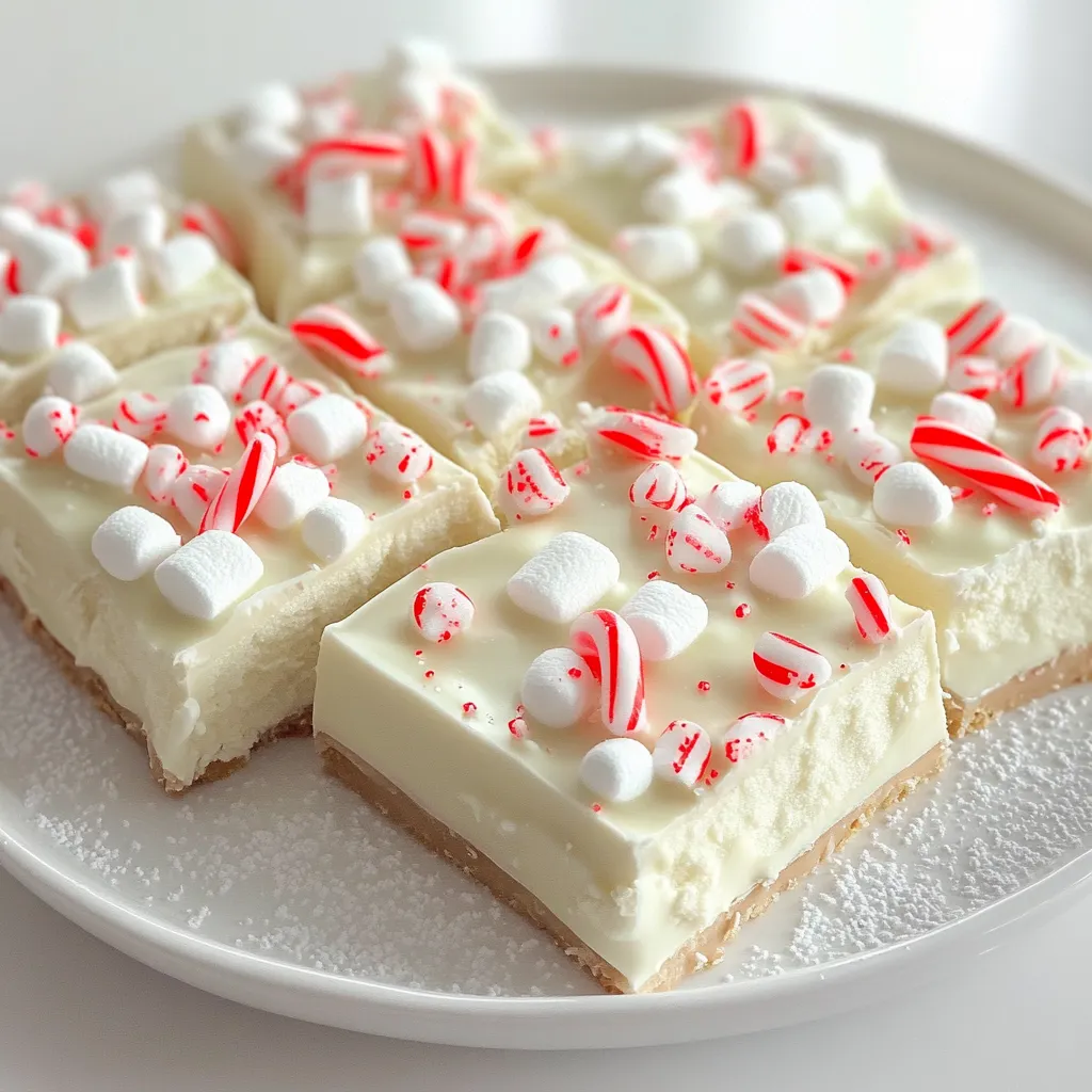 No-Bake White Chocolate Peppermint Bark Bars Rezept