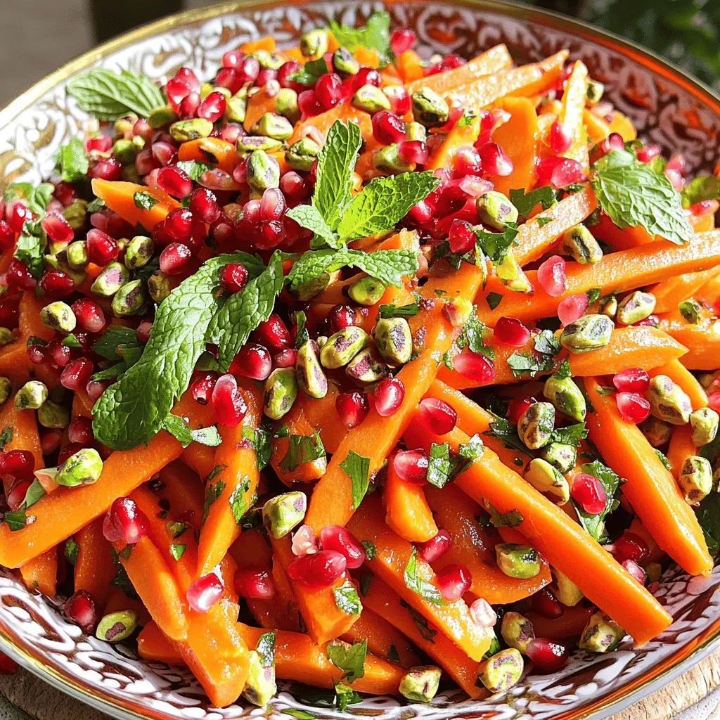 Karottensalat mit Pistazien und Granatapfel frisch genießen