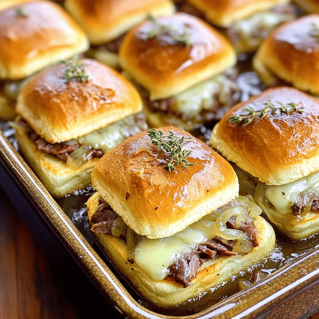 Für die perfekten französischen Dip Slider brauchst du einige Hauptzutaten. Diese Zutaten sorgen für den tollen Geschmack: