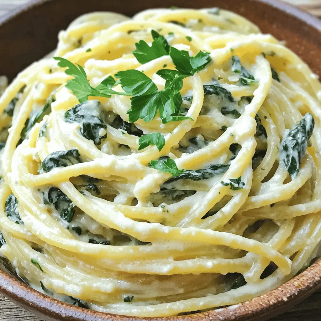 Cremige Spinat und Knoblauch Pasta Einfaches Rezept