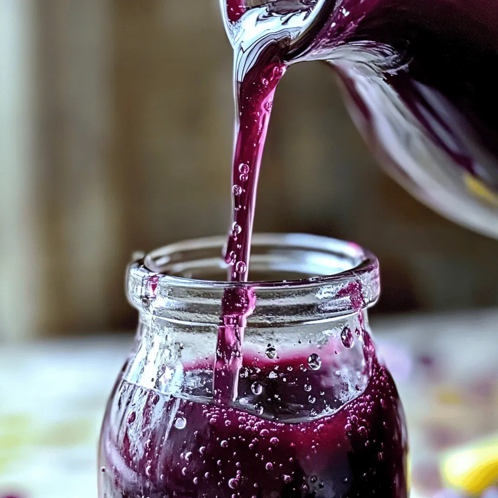 - 1 Tasse frische Brombeeren - 1 Tasse Zucker - 1 Tasse Wasser - 1 Teelöffel frischer Zitronensaft