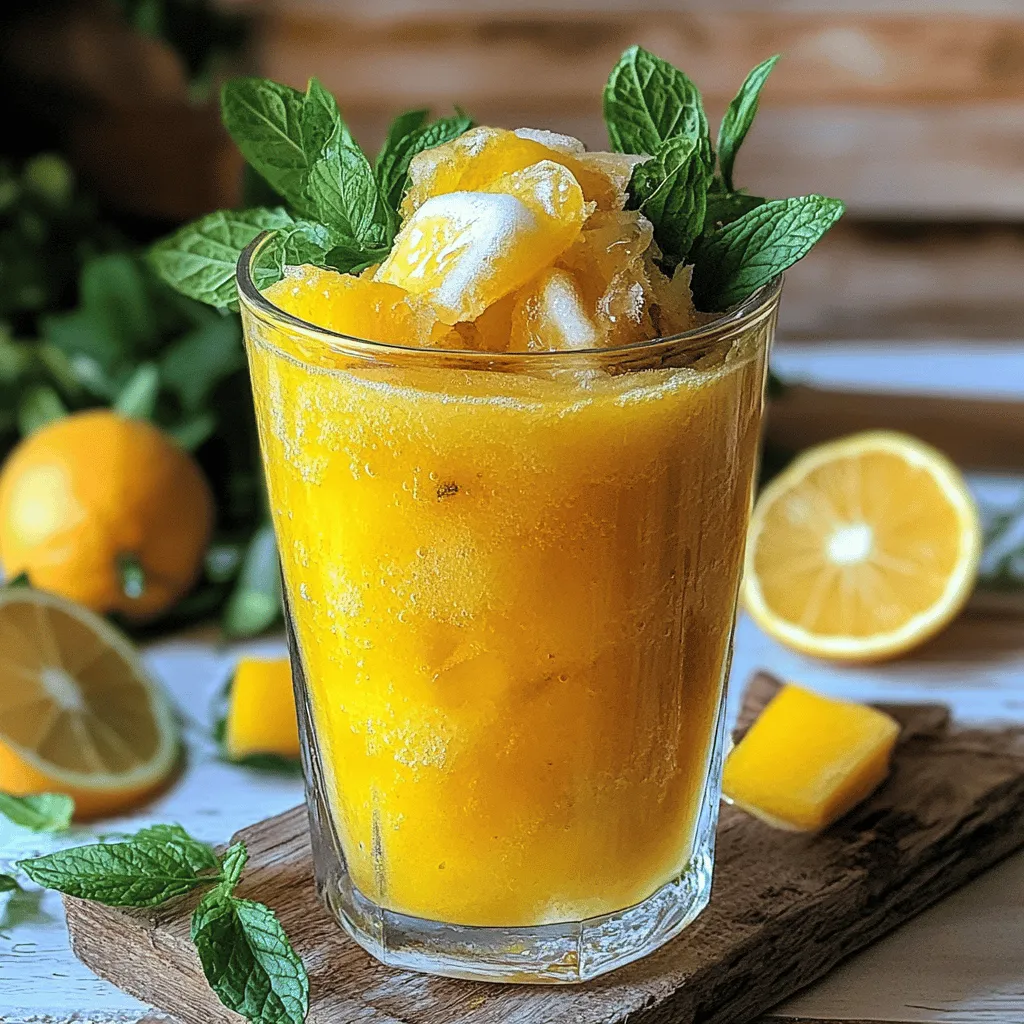 Um einen erfrischenden Pfirsich-Zitronen-Slush zu machen, brauchst du ein paar einfache Zutaten. Du benötigst drei reife Pfirsiche, zwei Zitronen, Honig, Eiswürfel und Mineralwasser. Die reifen Pfirsiche sollten süß und saftig sein. Der Saft und die Schale der Zitronen bringen eine frische Note.