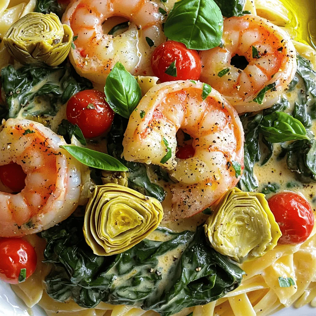 Toskanische Garnelen mit Spinat Artischocken Genuss