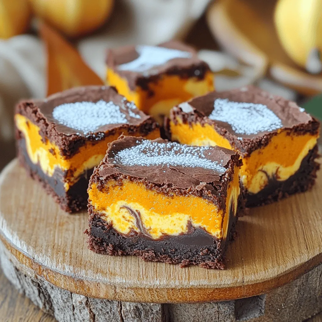 Kürbis-Cheesecake-Swirl Brownies Einfache und Leckereien