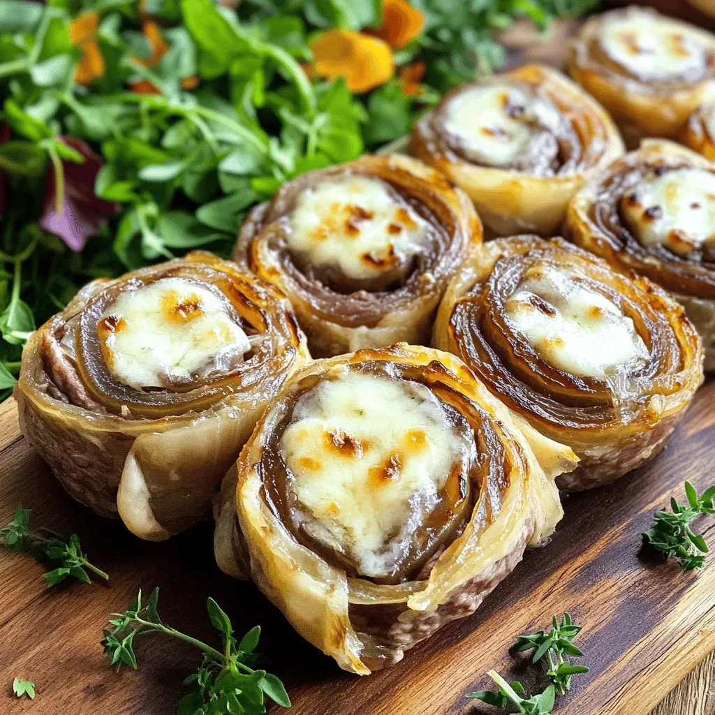Französische Zwiebel Steak-Pinwheels Schmackhaftes Rezept