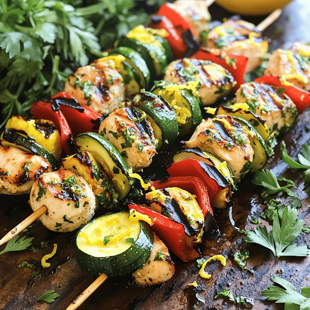 Zitronen-Kräuter Gegrillte Hähnchenspieße Rezept
