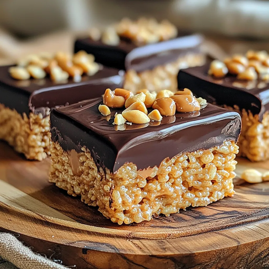 No Bake Chocolate Peanut Butter Krispie Bars Rezept