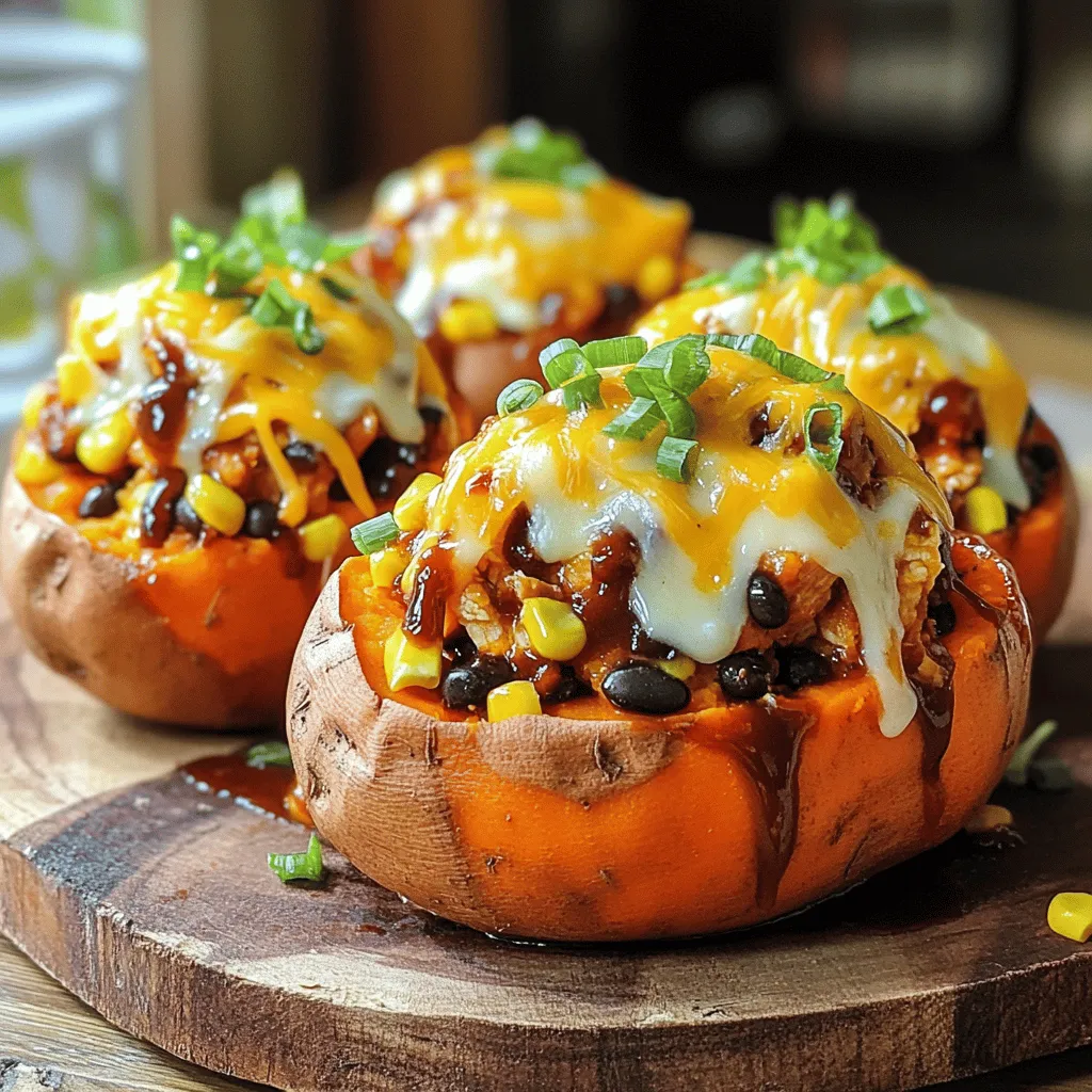 BBQ Chicken Stuffed Sweet Potatoes Leckeres Gericht