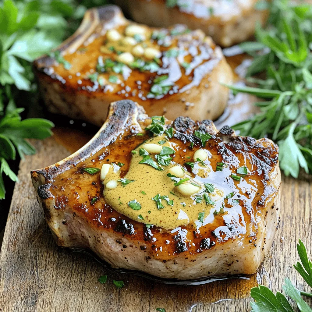 - 4 Schweinekoteletts mit Knochen - 4 Esslöffel Olivenöl - 6 Knoblauchzehen Die Hauptzutaten sind einfach zu finden. Die Schweinekoteletts sollten dick sein, etwa 2,5 cm. Olivenöl bringt einen tollen Geschmack. Frischer Knoblauch macht die Sauce aromatisch und lecker. - 240 ml Hühnerbrühe - 2 Esslöffel Dijon-Senf - 2 Esslöffel Ahornsirup Die Hühnerbrühe sorgt für Tiefe in der Sauce. Dijon-Senf fügt einen würzigen Kick hinzu. Ahornsirup bringt eine süße Note, die perfekt balanciert. - 1 Esslöffel frischer Rosmarin - 1 Teelöffel getrockneter Thymian - Salz, Pfeffer und frische Petersilie Frischer Rosmarin macht das Gericht duftend. Getrockneter Thymian verstärkt den Geschmack. Salz und Pfeffer runden alles ab. Frische Petersilie ist das i-Tüpfelchen für die Garnierung. Für das vollständige Rezept, schauen Sie sich das Rezept zu Schweinekoteletts mit Knoblauchsauce an. Zuerst würzen Sie die Schweinekoteletts. Ich empfehle, sie großzügig mit Salz und Pfeffer zu bestreuen. Diese einfache Würze bringt den Geschmack wirklich zur Geltung. Lassen Sie die Koteletts etwa 15 Minuten bei Raumtemperatur ruhen. Dies hilft, die Aromen zu durchdringen. Erhitzen Sie 2 Esslöffel Olivenöl in einer großen Pfanne bei mittelhoher Hitze. Wenn das Öl heiß ist, legen Sie die Koteletts in die Pfanne. Braten Sie sie etwa 4-5 Minuten auf jeder Seite an. Die Koteletts sollten goldbraun sein. Überfüllen Sie die Pfanne nicht, damit sie gleichmäßig garen. Nehmen Sie die Koteletts nach dem Braten aus der Pfanne und legen Sie sie auf einen Teller. In der gleichen Pfanne geben Sie die restlichen 2 Esslöffel Olivenöl hinzu. Senken Sie die Hitze auf mittlere Stufe. Fügen Sie 6 fein gehackte Knoblauchzehen hinzu und braten Sie sie für 1-2 Minuten an, bis sie duften. Achten Sie darauf, dass der Knoblauch nicht braun wird, sonst wird er bitter. Gießen Sie 240 ml Hühnerbrühe in die Pfanne. Verwenden Sie einen Holzlöffel, um die Reste vom Boden der Pfanne zu lösen. Diese Reste geben der Sauce viel Geschmack. Jetzt rühren Sie 2 Esslöffel Dijon-Senf, 2 Esslöffel Ahornsirup, 1 Esslöffel gehackten Rosmarin und 1 Teelöffel getrockneten Thymian ein. Lassen Sie die Sauce 5 Minuten köcheln, bis sie leicht eindickt. Geben Sie die Koteletts zurück in die Pfanne. Wenden Sie sie, damit sie mit der Sauce überzogen sind. Lassen Sie sie weitere 3-4 Minuten köcheln. So verbinden sich die Aromen gut.Die Garzeit und die Temperatur sind entscheidend für perfekte Schweinekoteletts. Ich empfehle, die Koteletts bei mittlerer Hitze zu braten. Braten Sie sie etwa 4-5 Minuten pro Seite. So bleiben sie saftig und zart. Ein Fleischthermometer kann hier helfen. Die Innentemperatur sollte 63 Grad Celsius erreichen. So wissen Sie, dass sie gut durchgegart sind. Um die Sauce zu verbessern, können Sie frische Kräuter hinzufügen. Rosmarin und Thymian sind großartige Optionen. Sie geben der Sauce einen frischen Geschmack. Wenn die Sauce zu dick ist, fügen Sie etwas mehr Hühnerbrühe hinzu. Für eine dickere Sauce lassen Sie sie länger köcheln. So erhalten Sie die perfekte Konsistenz. Das Anrichten der Schweinekoteletts sollte schön aussehen. Servieren Sie sie auf einem rustikalen Holzbrett oder einem weißen Teller. Das sorgt für einen schönen Kontrast. Träufeln Sie etwas Sauce um die Koteletts. Garnieren Sie das Gericht mit frischer Petersilie oder Rosmarin. So sieht es besonders einladend aus. Beilagen wie Kartoffeln oder Gemüse passen gut dazu. Sie machen das Essen noch leckerer. {{image_4}} Wenn Sie Schweinekoteletts nicht mögen, probieren Sie Hähnchen- oder Rinderkoteletts. Diese Optionen bieten einen ähnlichen Geschmack und Textur. Hähnchen ist leicht und zart. Es benötigt weniger Garzeit als Schweinefleisch. Rinderkoteletts haben einen kräftigen Geschmack. Sie können sie auch mit Knoblauchsauce kombinieren. Diese Variationen bringen Abwechslung auf den Tisch. Möchten Sie eine pflanzliche Option? Dann verwenden Sie Tofu oder Seitan. Tofu nimmt den Geschmack der Sauce gut auf. Schneiden Sie ihn in Scheiben und braten Sie ihn ähnlich wie die Koteletts. Seitan hat eine fleischige Konsistenz. Er ist eine tolle Wahl für vegane Gerichte. Beide Optionen sind gesund und lecker. Die Knoblauchsauce lässt sich leicht anpassen. Fügen Sie zum Beispiel frische Pilze oder Paprika hinzu. Diese Zutaten geben der Sauce mehr Textur und Geschmack. Braten Sie sie kurz an, bevor Sie die Sauce zubereiten. Sie können auch andere Kräuter verwenden. Thymian oder Basilikum passen sehr gut. Spielen Sie mit den Aromen, um Ihre perfekte Sauce zu finden.Um die Schweinekoteletts mit Knoblauchsauce frisch zu halten, bewahre sie im Kühlschrank auf. Lege die Reste in einen luftdichten Behälter. Stelle sicher, dass die Koteletts vollständig abgekühlt sind, bevor du sie einpackst. So bleibt der Geschmack erhalten. Wenn du die Koteletts länger aufbewahren möchtest, kannst du sie einfrieren. Wickel die Koteletts zuerst in Frischhaltefolie. Danach lege sie in einen gefrierfesten Beutel. Drücke die Luft heraus, um Frostschäden zu vermeiden. So bleiben sie bis zu drei Monate frisch. Die Reste der Schweinekoteletts halten im Kühlschrank etwa drei bis vier Tage. Achte darauf, sie rechtzeitig zu essen, um die beste Qualität zu genießen. Wenn du sie eingefroren hast, sind sie bis zu drei Monate haltbar. Die Qualität kann nach dem Auftauen etwas nachlassen, aber sie bleiben sicher zu essen. Die optimale Bratzeit für Schweinekoteletts liegt bei etwa 4-5 Minuten pro Seite. Verwenden Sie mittlere Hitze, um die Koteletts gleichmäßig zu garen. Prüfen Sie mit einem Fleischthermometer, ob die Innentemperatur 63 °C erreicht. So sind die Koteletts saftig und gut durchgegart. Ja, die Sauce lässt sich gut im Voraus machen. Kochen Sie die Knoblauchsauce und lassen Sie sie abkühlen. Füllen Sie sie in einen luftdichten Behälter und bewahren Sie sie im Kühlschrank auf. Vor dem Servieren einfach leicht erhitzen und mit den Koteletts kombinieren. So sparen Sie Zeit beim Kochen. Ja, Schweinekoteletts bieten viele Nährstoffe. Sie sind reich an Proteinen, die wichtig für den Körper sind. Die Sauce aus Knoblauch und Hühnerbrühe enthält weniger Kalorien. Sie können die Nährwerte erhöhen, indem Sie frische Kräuter hinzufügen. Diese bringen zusätzliche Vitamine und Mineralstoffe. In diesem Artikel haben wir die besten Tipps für köstliche Schweinekoteletts geteilt. Du hast gelernt, welche Zutaten notwendig sind und wie du die Koteletts zubereitest. Wir haben auch Variationen und Lagerungstipps besprochen. Denke daran, dass frische Zutaten und richtige Techniken den Unterschied machen. Jetzt bist du bereit, leckere Koteletts zuzubereiten. Versuche die Tipps und erlebe selbst, wie gut das schmeckt!