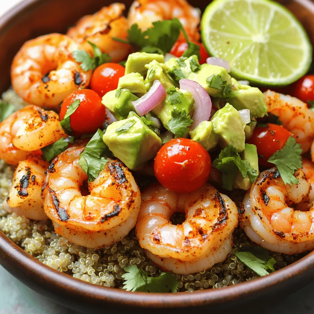 Grilled Shrimp Bowl mit Avocado Salsa Einfach und Frisch