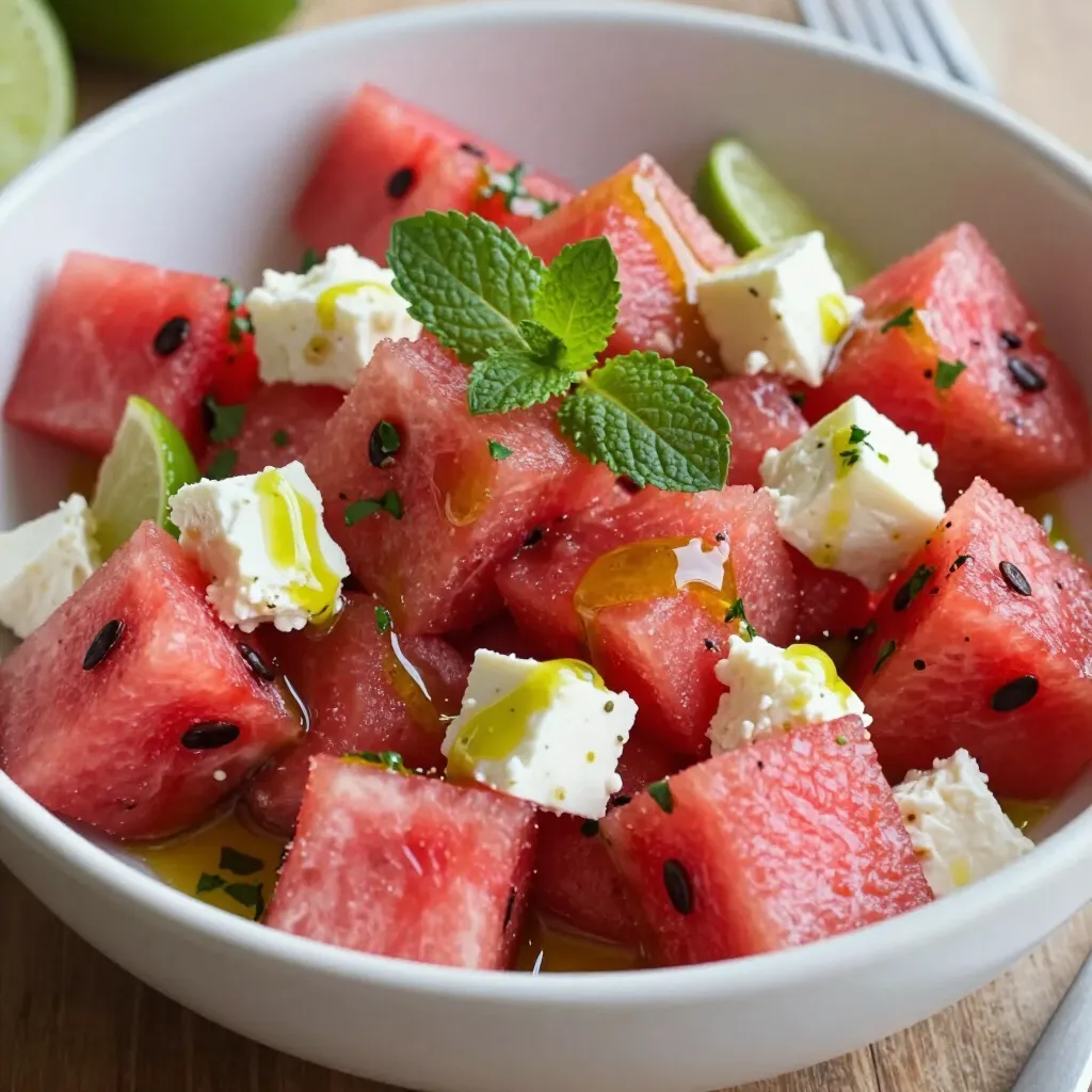 Wassermelonen-Feta-Minze-Salat Frisch und Einladend