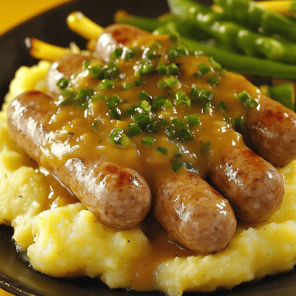 Bangers und Mash mit Zwiebelsoße Leckeres Rezept