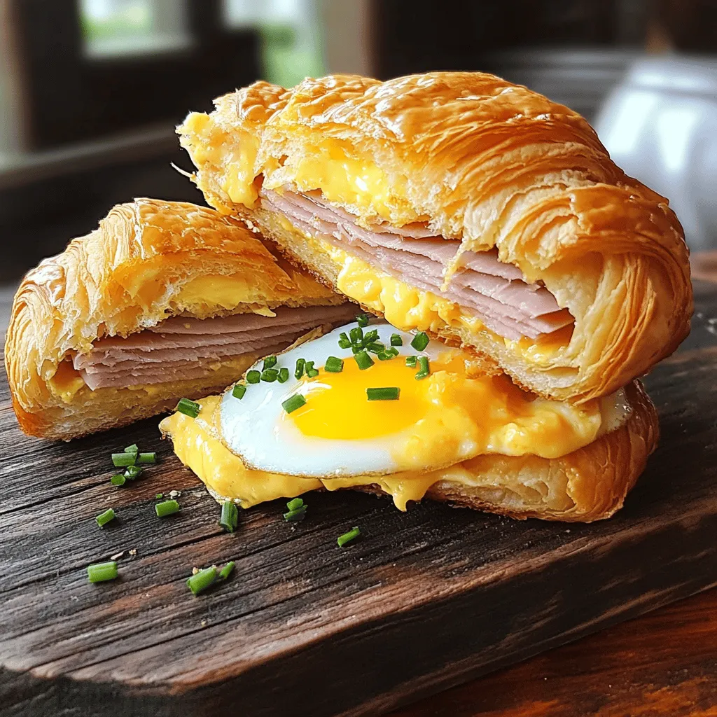 Leckeres Ham, Egg &#038; Cheese Croissant Sandwich Rezept
