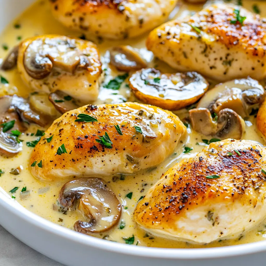 Cremige Pilz-Hühnchen-Pfanne Einfaches Rezept
