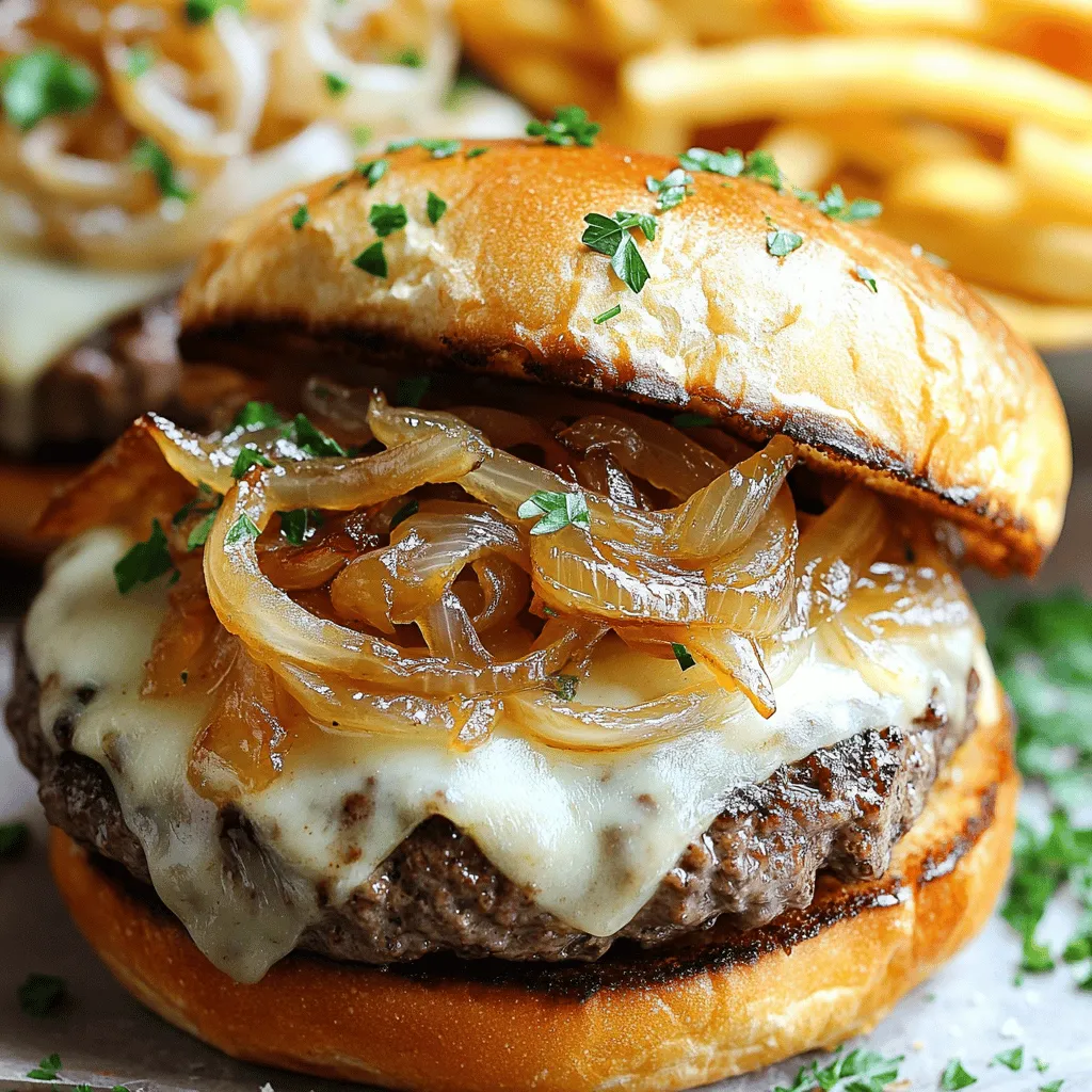 Französische Zwiebelsuppe Burger köstlich und sättigend