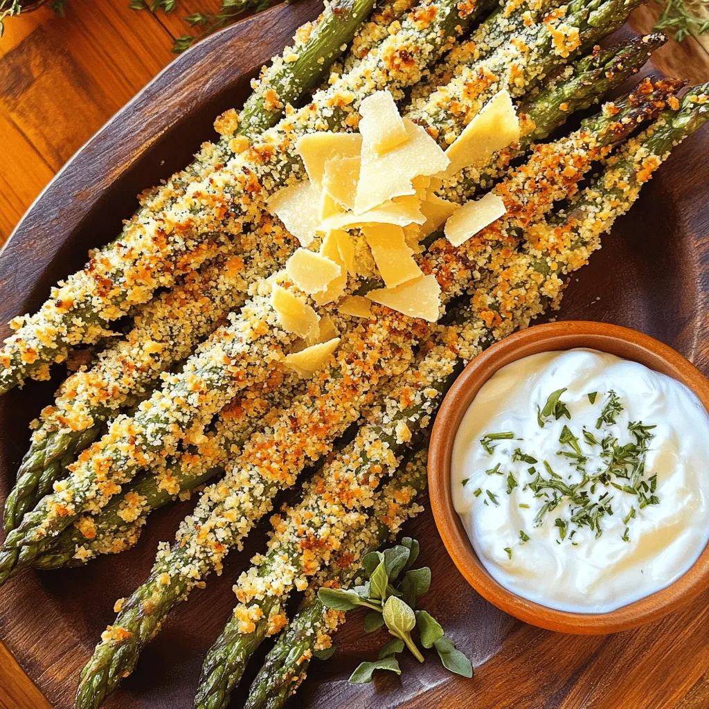 - 500 g frischer grüner Spargel - 100 g Asiago-Käse - 100 g Panko-Semmelbrösel