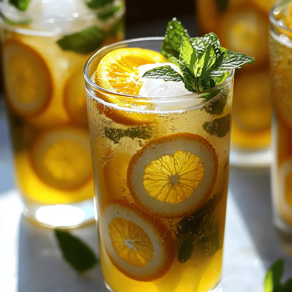 Um einen köstlichen Orangen-Zimt-Eistee zu machen, brauche ich einige einfache Zutaten. Du brauchst 4 Tassen Wasser, 4 Teebeutel schwarzen Tee, 1 Zimtstange, 1 Orange in Scheiben, 4-5 Esslöffel Honig und 2 Tassen Eiswürfel. Frische Minze ist optional, aber sie macht das Getränk noch frischer.