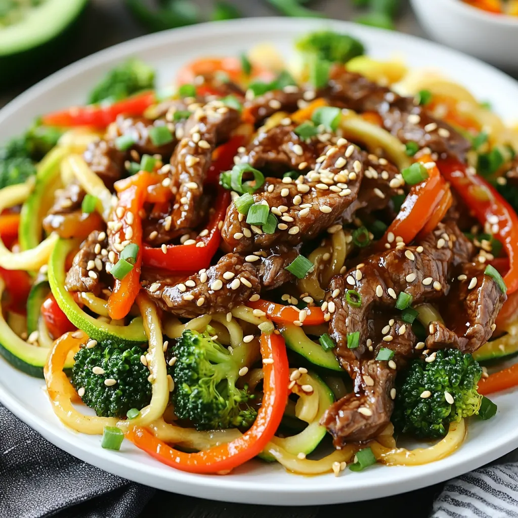 Teriyaki Beef Zoodle Stir-Fry Einfache und schnelle Mahlzeit